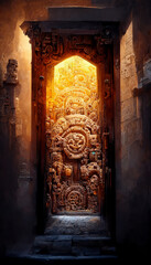 carved mayan door magical atmosphere Generative AI Content by Midjourney