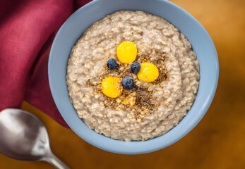 Illustration of oatmeal porridge, generative ai