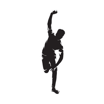 recommend clip art: Cricket player throwing ball, isolated vector silhouette