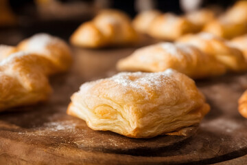 Fototapeta na wymiar Illustration of puff pastry, generative ai