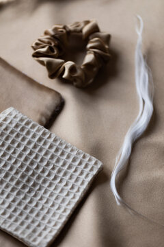 Items made of silk on silk fabric