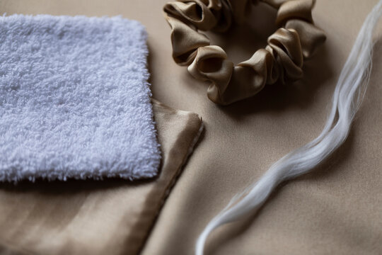 Items made of silk on silk fabric