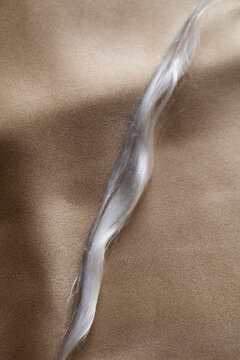 Silk fiber on silk fabric