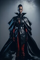 Naklejka premium Female vampire wearing gothic dress. Designed using generative ai