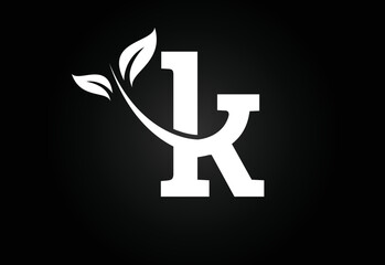 Initial letter K and leaf logo. Eco-friendly logo concept. Modern vector logo for ecological business and company identity