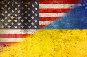 USA and Ukrain flag background texture