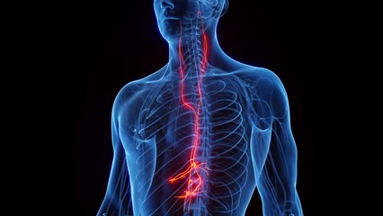 3D rendered medical animation of a man's vagus nerves