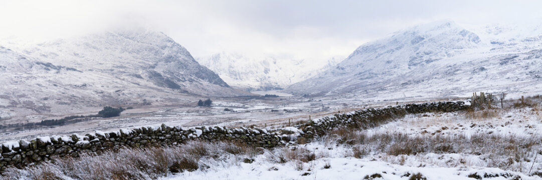 Ogwen valley and Tryfan Mountain Eryri Snowdonia Wales