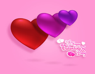 happy valentines day greeting card. 3d realistic vector illustration
