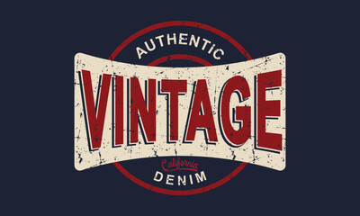 Authentic Denim Vintage College New York, Brooklyn typography with patches, t-shirt graphics