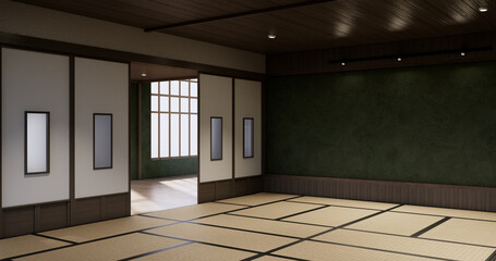 Empty - Clean green modern room japanese style.