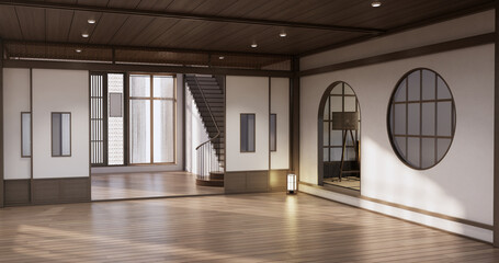 Muji style, Empty wooden room,Cleaning japandi room interior,