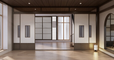 Muji style, Empty wooden room,Cleaning japandi room interior,