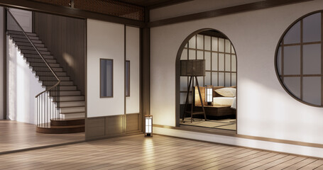 Muji style, Empty wooden room,Cleaning japandi room interior,