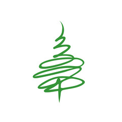 Simple Christmas tree illustration, minimalistic style, line drawing Christmas tree, vector shape, modern illustrated Christmas tree
