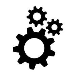 Operation or process icon in flat style. Gears sign. Cog wheel symbol isolated on white background. Simple mechanism icon in black Vector illustration for graphic design, Web, UI, mobile app.