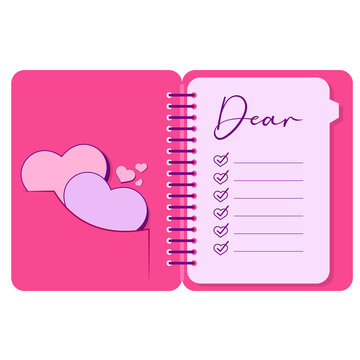 Diary book, valentine day