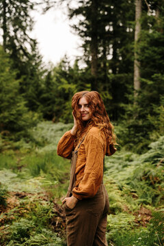 Natural woman in the forest portrait