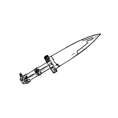 traditional weapon line sketch with transparent background