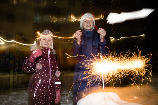 Children and sparklers