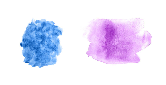 Blue And Pink Painted Watercolor Isolated White Background