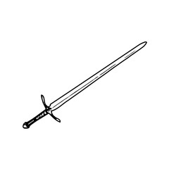 traditional weapon line sketch with transparent background