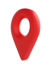 Red location 3d icon render on a transparent background