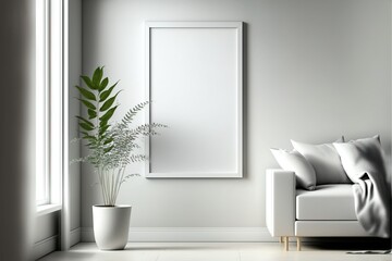 Modern interior design of a living room, white wall. Nice apartment. Modern decor of bright room