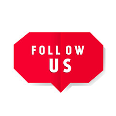 Follow us vector banner, speech bubble. The concept of the social network, business, marketing and advertising. Vector.