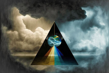 Illustration of an ancient civilization of science fiction triangles