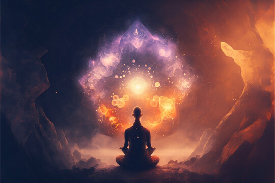 Meditation in the mountain and lake