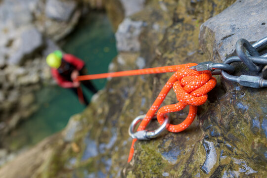 Canyoning Furco Canyon in Pyrenees.