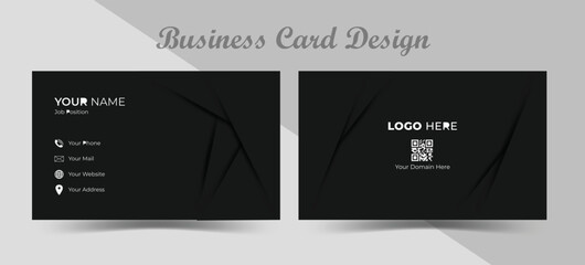 Dark black business card template. Black Elegant business card design. 