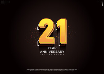 Vector 21st birthday number with yellow numerals with effect.