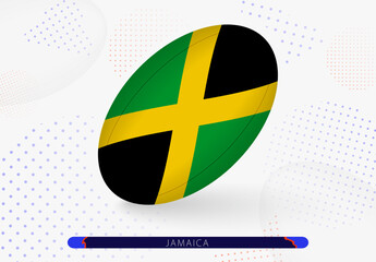Rugby ball with the flag of Jamaica on it. Equipment for rugby team of Jamaica.