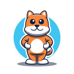 Cute shiba inu dog mascot design cartoon character. Logo mascot.