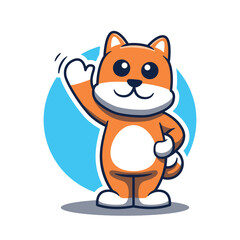 Cute shiba inu dog waving mascot design cartoon character. Logo mascot.