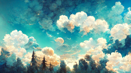 Atmosphere Clear Sky With Clouds Texture illustration Generative AI Content by Midjourney