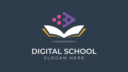 Digital School logo and Graduation Logo Design Vector