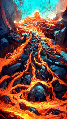 lava fire cave concept background illustration Generative AI Content by Midjourney