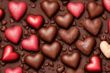 Obraz premium Illustration of heart shaped chocolate, valentines day, Generative AI