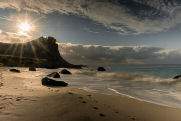 Sunset over Myrland Beach,  Lofoten Islands, Norway