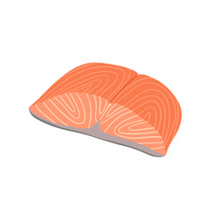Big piece of fresh salmon. Traditional element of Asian cuisine. Vector clipart.