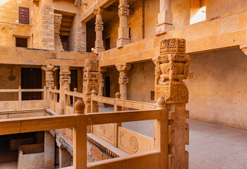 heritage jaisalmer fort vintage pillar architecture from different angle at day