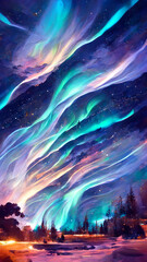 Fototapeta na wymiar Beautiful Abstract aurora night Background illustration Generative AI Content by Midjourney