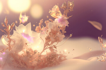 Crystal 3d rendering of flowers, abstract 3d rendering