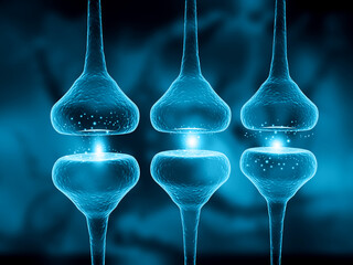 Neurons signal transfer. 3d illustration..