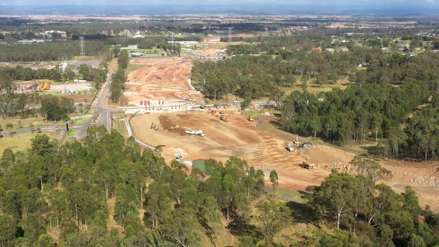 Construction work on the new M12 highway for the new Western Sydney International Airport, Australia