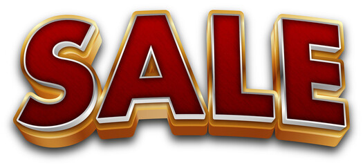 Red Sale Lettering with Shadow 3D