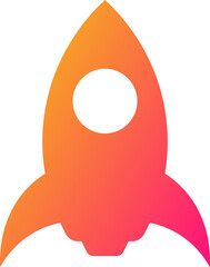 Rocket icon in gradient colors.  Space ship signs illustration.